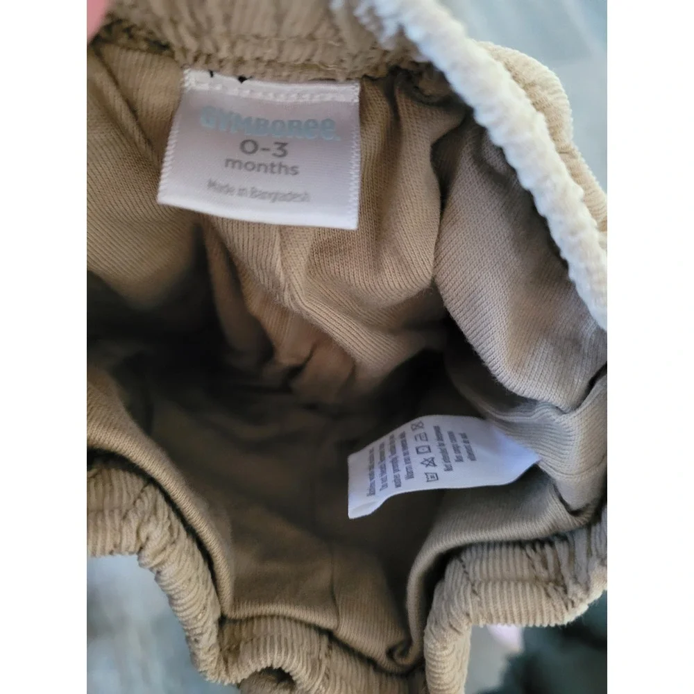 Gymboree Baby 0-3 M Tan Corduroy Jogger Pants Elastic Waist Cotton Utility #10